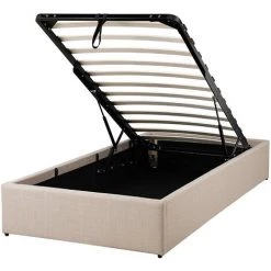 BELIANI Lit D'enfant En Tissu Beige 90x200 - Beige