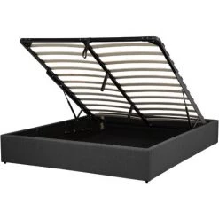 BELIANI Lit Double En Tissu Gris 160x200 - Gris