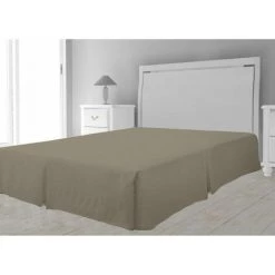 SOLEIL D'OCRE Cache Sommier Microfibre 90x190 Cm - Taupe