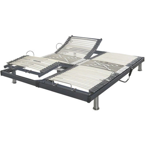 EBAC LITERIE Sommier électrique S50 -Lattes Bois -Réglage Fermeté Zone Lombaires -2x70x190 -Gris - Bois Clair 3 EBAC LITERIE Sommier électrique S50 -Lattes Bois -Réglage Fermeté Zone Lombaires -2x70x190 -Gris - Bois Clair