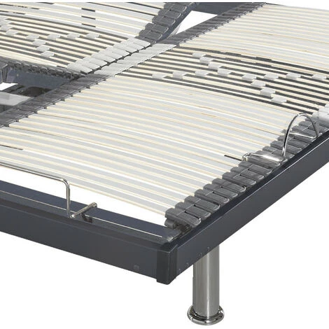 EBAC LITERIE Sommier électrique S50 -Lattes Bois -Réglage Fermeté Zone Lombaires -2x70x190 -Gris - Bois Clair 5 EBAC LITERIE Sommier électrique S50 -Lattes Bois -Réglage Fermeté Zone Lombaires -2x70x190 -Gris - Bois Clair – Image 3