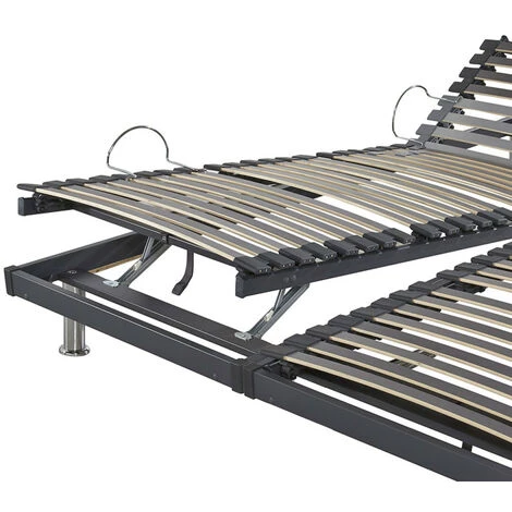 EBAC LITERIE Sommiers Relax Manuel SB28-Lattes Bois-Réglage Fermeté Zone Lombaires-140x190-Gris - Bois Clair 5 EBAC LITERIE Sommiers Relax Manuel SB28-Lattes Bois-Réglage Fermeté Zone Lombaires-140x190-Gris - Bois Clair – Image 3