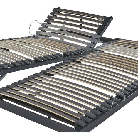 EBAC LITERIE Sommiers Relax Manuel SB28-Lattes Bois-Réglage Fermeté Zone Lombaires-2x80x200-Gris - Bois Clair 4 EBAC LITERIE Sommiers Relax Manuel SB28-Lattes Bois-Réglage Fermeté Zone Lombaires-2x80x200-Gris - Bois Clair – Image 2