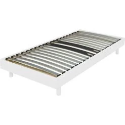 EBAC LITERIE Sommier + Jeu De Pieds 90x190 Decokit 18 Lattes Blanc - Blanc
