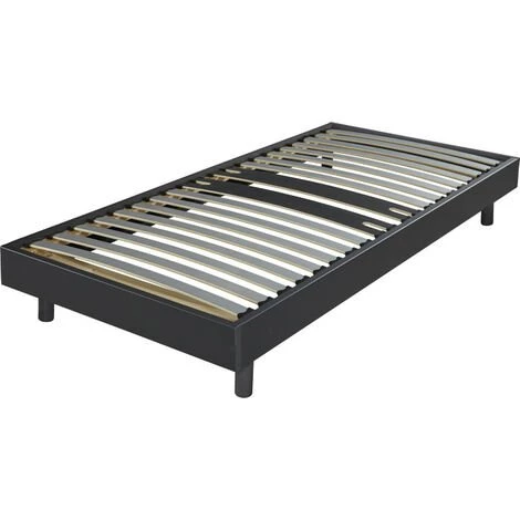 EBAC LITERIE Sommier + Jeu De Pieds 90x190 Decokit 18 Lattes Graphite - Gris 3 EBAC LITERIE Sommier + Jeu De Pieds 90x190 Decokit 18 Lattes Graphite - Gris