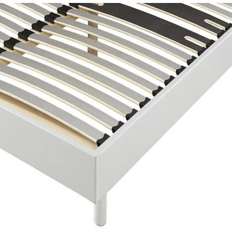 EBAC LITERIE Sommier + Jeu De Pieds 140x190 Decokit 2x18 Lattes Blanc - Blanc 4 EBAC LITERIE Sommier + Jeu De Pieds 140x190 Decokit 2x18 Lattes Blanc - Blanc – Image 2