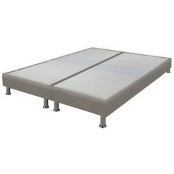 EBAC LITERIE Sommier Tapissier + Jeu De Pieds 70+70x190 Omega Simili Taupe 18 Lattes - Taupe