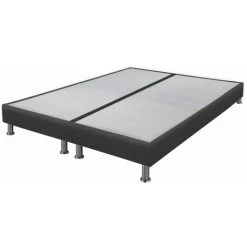 EBAC LITERIE Sommier Tapissier + Jeu De Pieds 90+90x200 Omega Simili Gris 18 Lattes - Gris