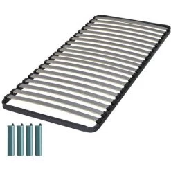 EBAC LITERIE Sommier à Lattes + Pieds 80x190 Epsilon - 20 Lattes Bois - Fabrication Française - Gris