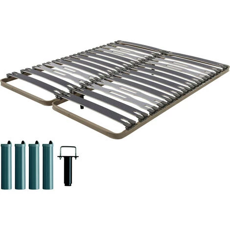 EBAC LITERIE Sommier à Lattes + Pieds 2x70x190 Zeta - 26 Lattes Bois - Fabrication Française - Marron 3 EBAC LITERIE Sommier à Lattes + Pieds 2x70x190 Zeta - 26 Lattes Bois - Fabrication Française - Marron