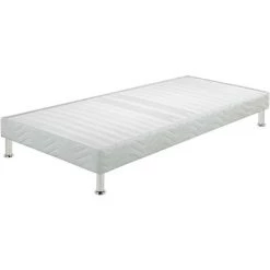 EBAC LITERIE Sommier Tapissier + Jeu De Pieds 70x190 Omega Blanc 18 Lattes - Blanc