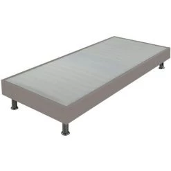 EBAC LITERIE Sommier Tapissier + Jeu De Pieds 80x200 Omega Simili Taupe 18 Lattes - Taupe