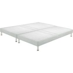 EBAC LITERIE Sommier Tapissier + Jeu De Pieds 90+90x200 Omega Blanc 18 Lattes - Blanc