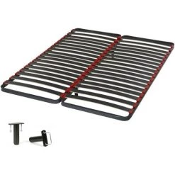 EBAC LITERIE Sommier à Lattes 2x80x200 C39 - 36 Lattes Bois - Fabrication Française - Gris