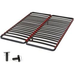 EBAC LITERIE Sommier à Lattes 2x90x200 C39 - 36 Lattes Bois - Fabrication Française - Gris