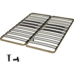 EBAC LITERIE Sommier à Lattes 2x80x200 C317 - 34 Lattes Bois - Fabrication Française - Marron