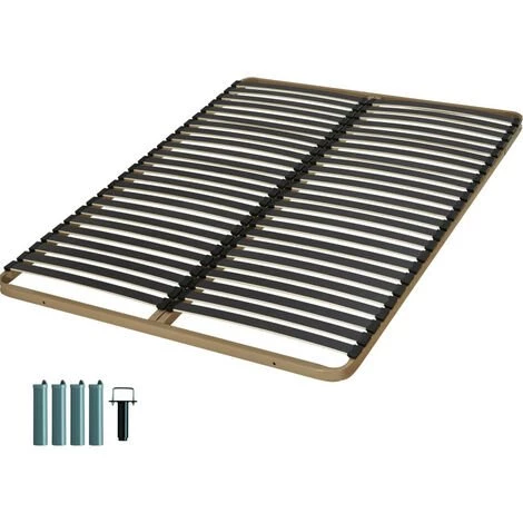 EBAC LITERIE Sommier à Lattes + Pieds 140x190 C224 - 48 Lattes Bois - Fabrication Française - Marron 3 EBAC LITERIE Sommier à Lattes + Pieds 140x190 C224 - 48 Lattes Bois - Fabrication Française - Marron
