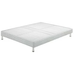 EBAC LITERIE Sommier Tapissier + Jeu De Pieds 140x200 Omega Blanc 2x18 Lattes - Blanc