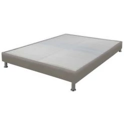 EBAC LITERIE Sommier Tapissier + Jeu De Pieds 140x190 Omega Simili Taupe 2x18 Lattes - Taupe