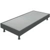 EBAC LITERIE Sommier Tapissier + Jeu De Pieds 90x200 Omega Simili Gris 18 Lattes - Gris -Sommier Soldes 14371447 1