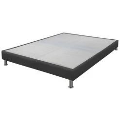 EBAC LITERIE Sommier Tapissier + Jeu De Pieds 140x200 Omega Simili Gris 2x18 Lattes - Gris