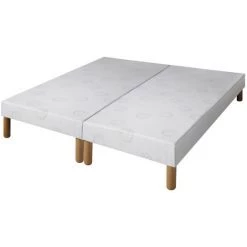 EBAC LITERIE Sommier Tapissier + Jeu De Pieds 90+90x200 Sigma 13 Lattes - Blanc