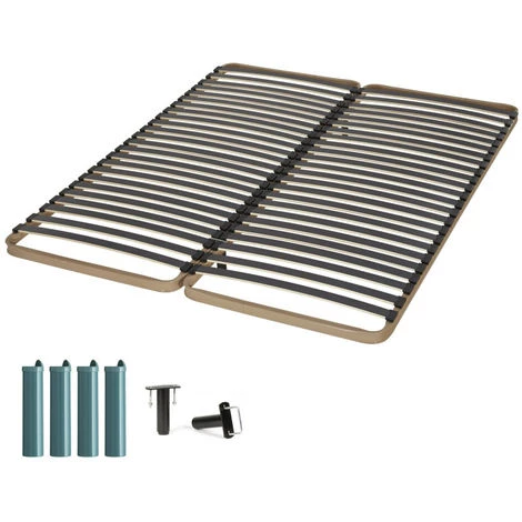 EBAC LITERIE Sommier à Lattes + Pieds 2x90x200 Theta - 48 Lattes Bois - Fabrication Française - Marron 3 EBAC LITERIE Sommier à Lattes + Pieds 2x90x200 Theta - 48 Lattes Bois - Fabrication Française - Marron