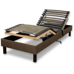 Sommier Electrique Essenzia Zen DETENTE MARRON 70x190 - Blanc -Sommier Soldes 15136226 3