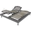 EBAC LITERIE Sommier électrique S62+Lattes Bois - Réglage Fermeté Zone Lombaires - 2x90x200 - Gris - Bois Clair -Sommier Soldes 15355937 1