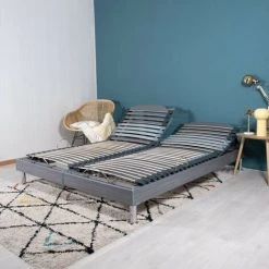 EBAC LITERIE Sommier électrique S62+Lattes Bois - Réglage Fermeté Zone Lombaires - 2x90x200 - Gris - Bois Clair 8 EBAC LITERIE Sommier électrique S62+Lattes Bois - Réglage Fermeté Zone Lombaires - 2x90x200 - Gris - Bois Clair -Sommier Soldes 15355937 2