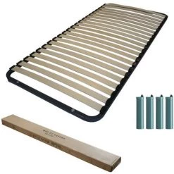 EBAC LITERIE Sommier Démontable + Pieds 90x190 22 Lattes - 22 Lattes Bois - Fabrication Française - Gris