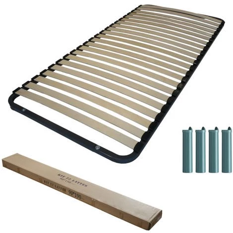 EBAC LITERIE Sommier Démontable + Pieds 90x190 22 Lattes - 22 Lattes Bois - Fabrication Française - Gris 3 EBAC LITERIE Sommier Démontable + Pieds 90x190 22 Lattes - 22 Lattes Bois - Fabrication Française - Gris