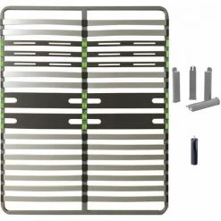 ALTOBUY ALTOZONE - Pack Sommier 2x16 Lattes 140x200cm + Pieds Gris + Pied Central - Gris