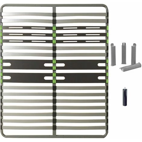 ALTOBUY ALTOZONE - Pack Sommier 2x16 Lattes 160x200cm + Pieds Gris + Pied Central - Gris 3 ALTOBUY ALTOZONE - Pack Sommier 2x16 Lattes 160x200cm + Pieds Gris + Pied Central - Gris
