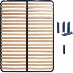 ALTOBUY ALTOLATTES - Pack Sommier 2x20 Lattes 120x190cm + Pieds Bleus + Pied Central - Bleu