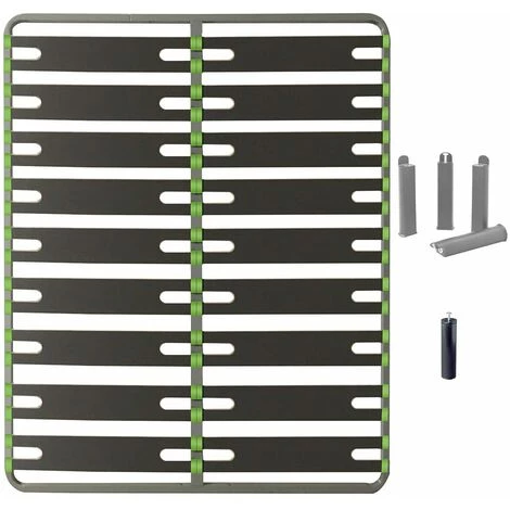 ALTOBUY ALTOSENSO - Pack Sommier 2x9 Lattes 140x190cm + Pieds Gris + Pied Central - Gris 3 ALTOBUY ALTOSENSO - Pack Sommier 2x9 Lattes 140x190cm + Pieds Gris + Pied Central - Gris