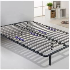 SOFAREVA Sommier Essentiel | 90x190cm | Lattes En Peuplier A Fermete Reglable | Pieds Inclus | Resistant Et Confortable