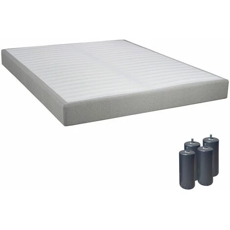 ALTOBUY TAPIKIT - Sommier Tapissier Démontable 2x20 Lattes 160x200cm Lin + Pieds Anthracites 15cm - Blanc 3 ALTOBUY TAPIKIT - Sommier Tapissier Démontable 2x20 Lattes 160x200cm Lin + Pieds Anthracites 15cm - Blanc