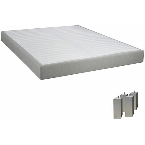 ALTOBUY TAPIKIT - Sommier Tapissier Démontable 2x20 Lattes 160x200cm Lin + Pieds Carrés Argent 15cm - Blanc 3 ALTOBUY TAPIKIT - Sommier Tapissier Démontable 2x20 Lattes 160x200cm Lin + Pieds Carrés Argent 15cm - Blanc