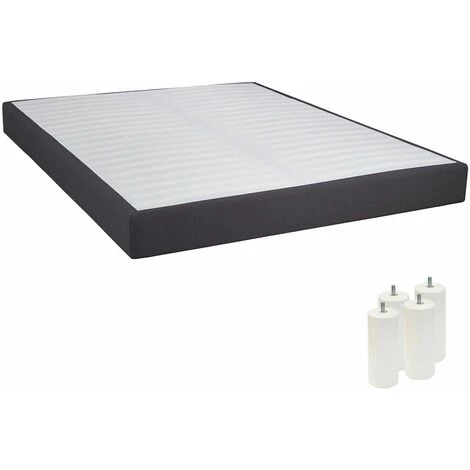 ALTOBUY TAPIKIT - Sommier Tapissier Démontable 2x20 Lattes 140x190cm Anthracite + Pieds Blancs 15cm - Blanc 3 ALTOBUY TAPIKIT - Sommier Tapissier Démontable 2x20 Lattes 140x190cm Anthracite + Pieds Blancs 15cm - Blanc