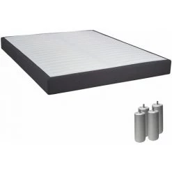 ALTOBUY TAPIKIT - Sommier Tapissier Démontable 2x20 Lattes 160x200cm Anthracite + Pieds Argent 15cm - Blanc