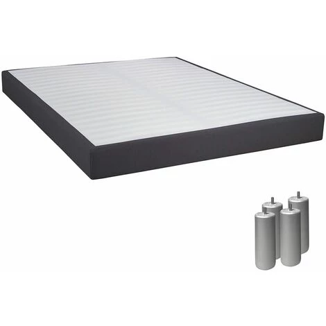 ALTOBUY TAPIKIT - Sommier Tapissier Démontable 2x20 Lattes 160x200cm Anthracite + Pieds Argent 15cm - Blanc 3 ALTOBUY TAPIKIT - Sommier Tapissier Démontable 2x20 Lattes 160x200cm Anthracite + Pieds Argent 15cm - Blanc