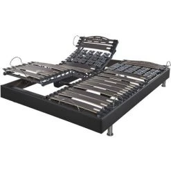 EBAC LITERIE Sommier électrique Action + Réglage Fermeté Zone Lombaires - Gris - 2x90x200 - - Gris