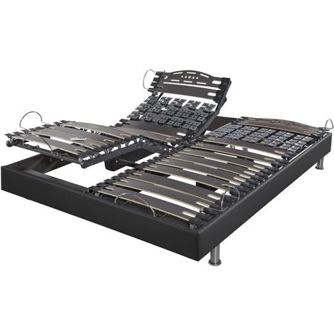 EBAC LITERIE Sommier électrique Action + Réglage Fermeté Zone Lombaires - Gris - 2x90x200 - - Gris 2 EBAC LITERIE Sommier électrique Action + Réglage Fermeté Zone Lombaires - Gris - 2x90x200 - - Gris