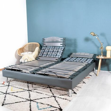 EBAC LITERIE Sommier électrique Action + Réglage Fermeté Zone Lombaires - Gris - 2x90x200 - - Gris 3 EBAC LITERIE Sommier électrique Action + Réglage Fermeté Zone Lombaires - Gris - 2x90x200 - - Gris – Image 2