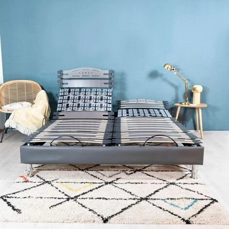 EBAC LITERIE Sommier électrique Action + Réglage Fermeté Zone Lombaires - Gris - 2x90x200 - - Gris 4 EBAC LITERIE Sommier électrique Action + Réglage Fermeté Zone Lombaires - Gris - 2x90x200 - - Gris – Image 3