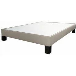 EBAC LITERIE Sommier Tapissier + Pieds 140x190 SP18 12 Lattes Simili Taupe - Taupe