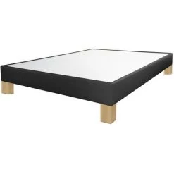 EBAC LITERIE Sommier Tapissier + Pieds 160x200 SP18 13 Lattes Anthracite - Anthracite