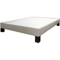 EBAC LITERIE Sommier Tapissier + Pieds 160x200 SP18 13 Lattes Simili Taupe - Taupe