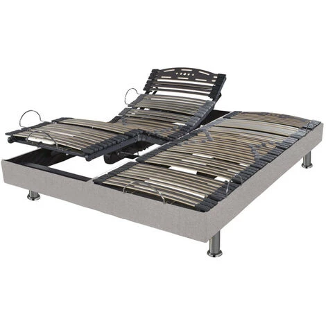 EBAC LITERIE Sommier électrique Confort + Réglage Fermeté Zone Lombaires - Lin - 2x80x200 - - Lin 3 EBAC LITERIE Sommier électrique Confort + Réglage Fermeté Zone Lombaires - Lin - 2x80x200 - - Lin